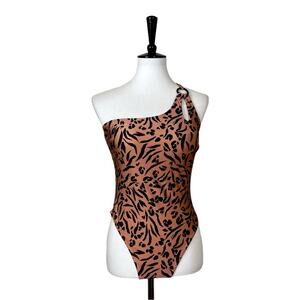 Cupshe New Swimsuit One Piece One Shoulder Lined Leopard Women’s Size Medium